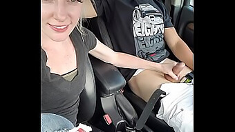 Blonde Roadhead Handjob And Blowjob In Car