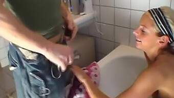 Big Boobed Blonde Gets Her Pussy Pounded In Public Bathroom