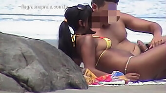 Amateur Couple Enjoys Public Sex On The Beach