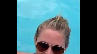 Public Pool Blowjob: Blonde Beauty Swallows Every Drop