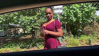 Ebony Babe Gives A Blowjob In Public