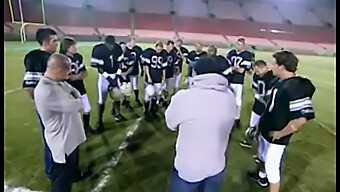 A Hot Cheerleader Gets Banged By A Football Team In A Group Sex Scene