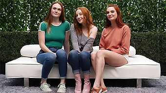 Guy Enjoys The Company Of Three Redheads